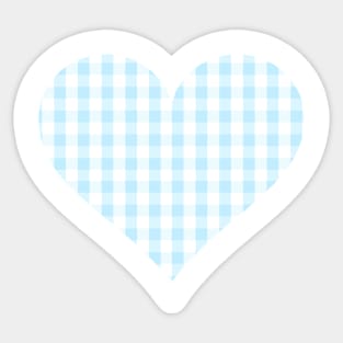 Soft Blue Gingham Heart Sticker